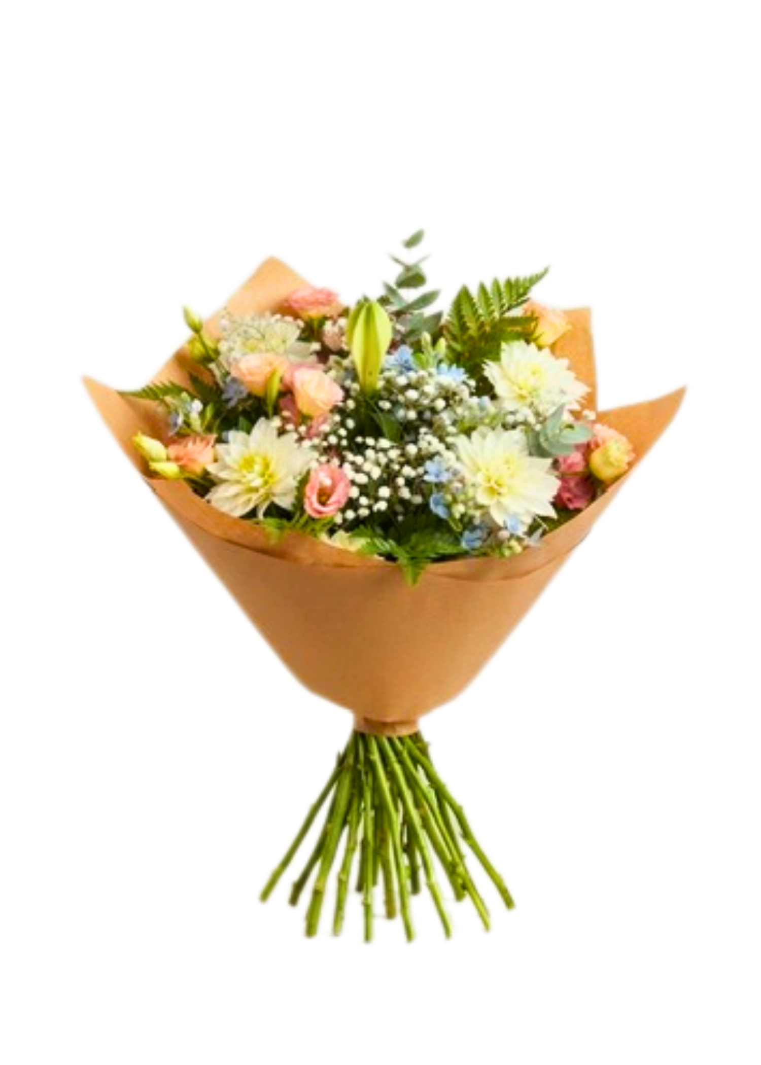 זר דליה לבנה וליזיאנטוס